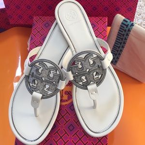 Tory Burch Miller Crystal Logo Sandals Sold Out